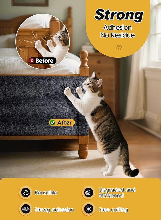 ARUP سجادة خدش القطط من ARUP، غطاء سجاد ذاتي اللصق لخدش القطط، وسادات بديلة لأعمدة خدش القطط، بديل قابل للقص لشجرة القطط، أرفف جدارية للقطط، واقي أثاث الأريكة (رمادي داكن) - Image 2